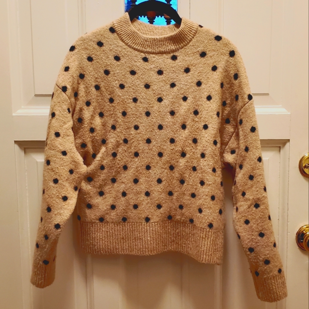H&M Crewneck Polka Dot Tan Sweater